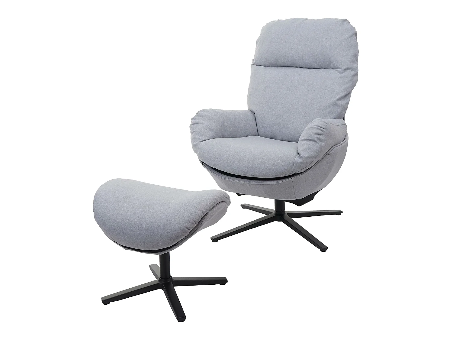 Fauteuil relax + pouf MCW-L12 pivotant,  gris clair