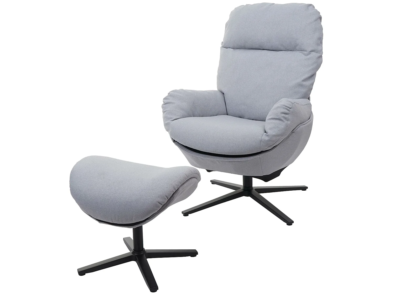 Fauteuil relax + pouf MCW-L12 pivotant,  gris clair
