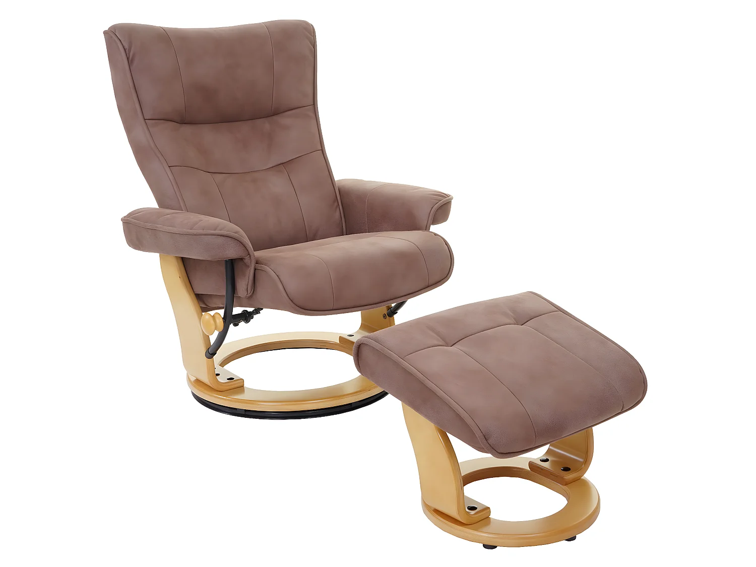 Fauteuil relax Edmonton avec pouf,  marron antique nature