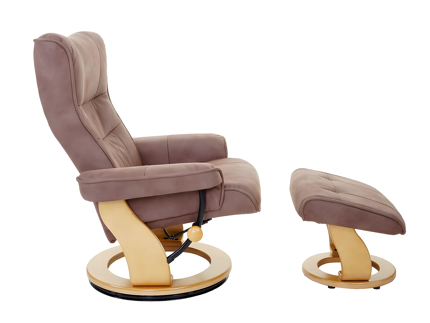 Fauteuil relax Edmonton avec pouf,  marron antique nature