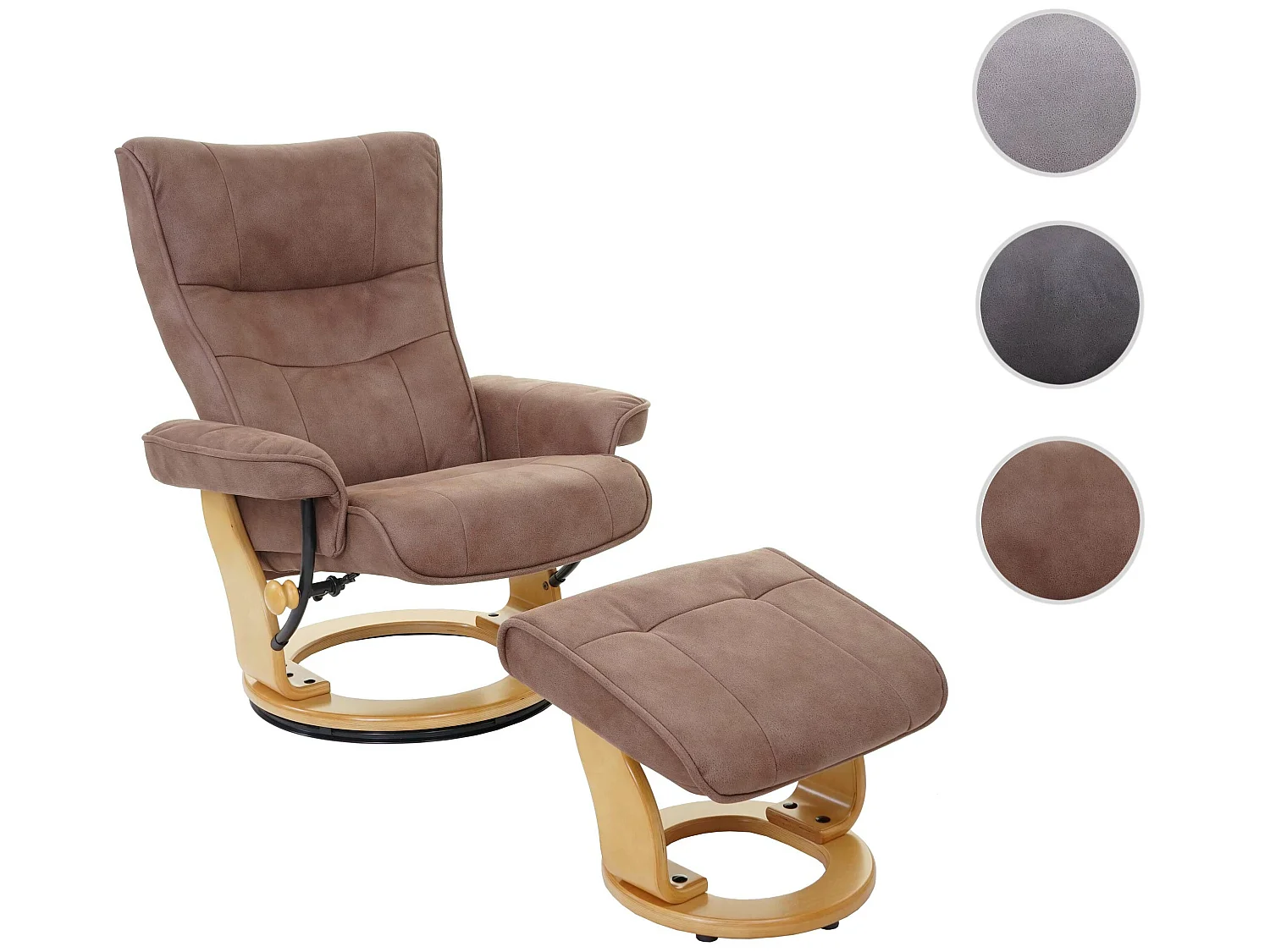 Fauteuil relax Edmonton avec pouf,  marron antique nature