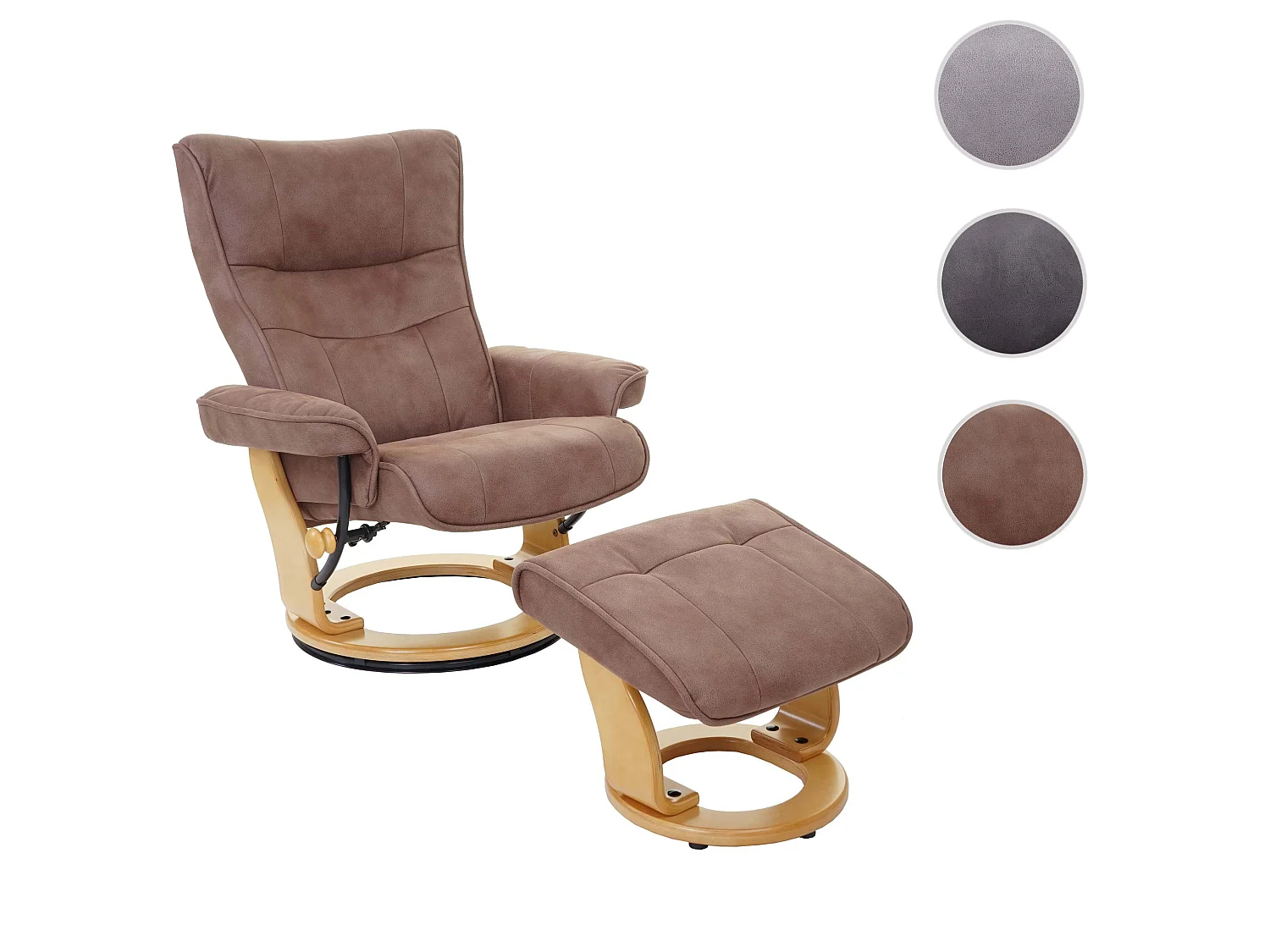 Fauteuil relax Edmonton avec pouf,  marron antique nature
