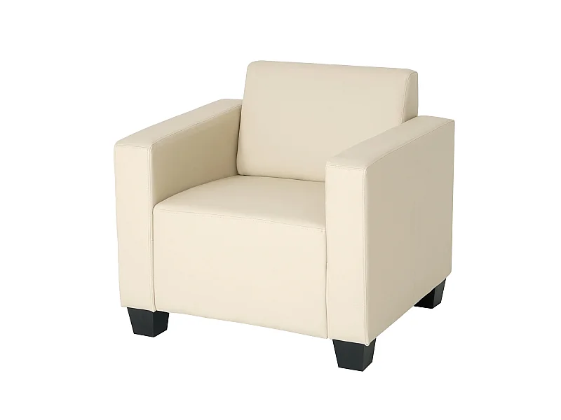 Salotto modulare componibile lounge moderno Lione N71 ecopelle poltrona avorio