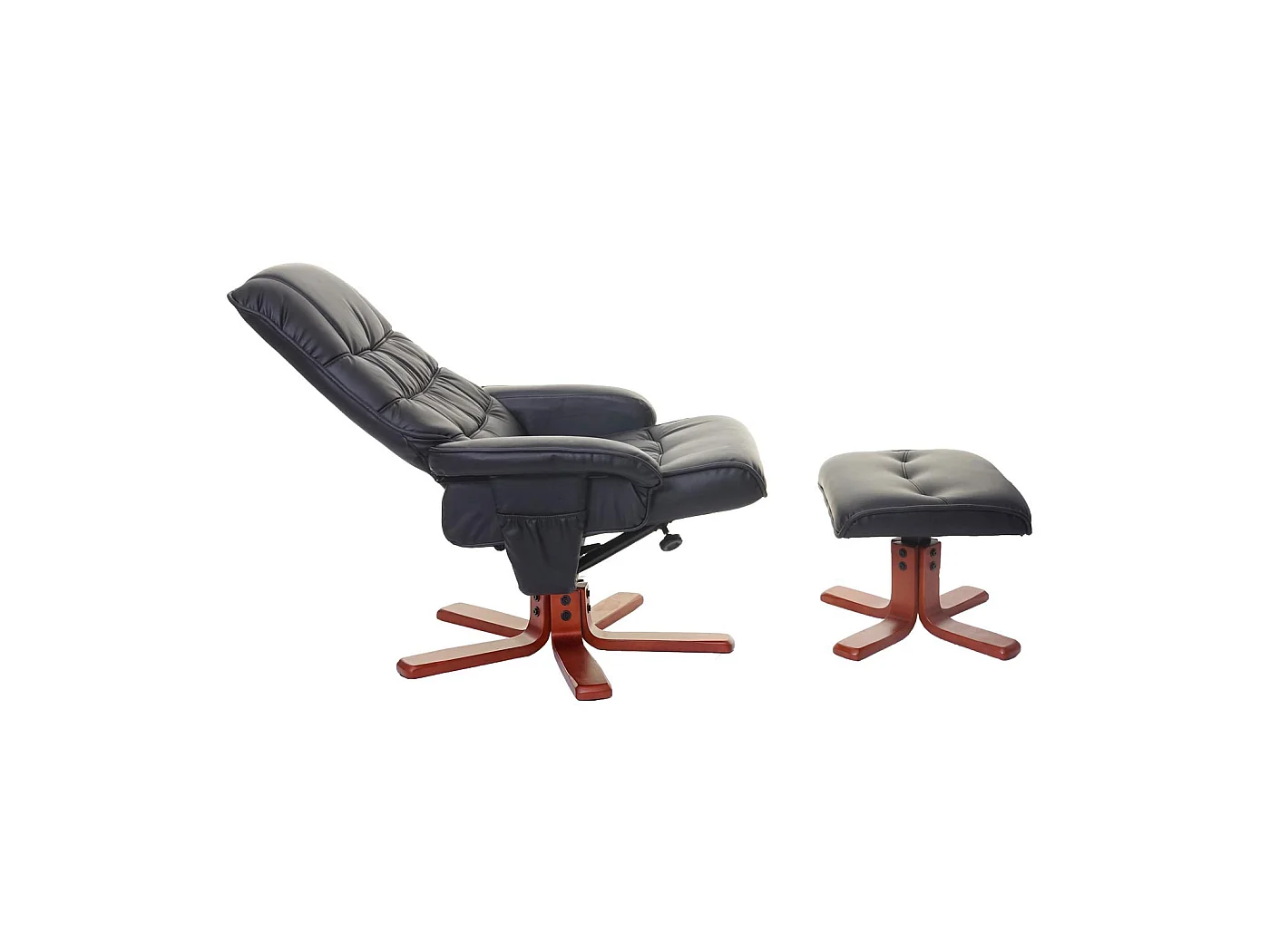 Relaxfauteuil MCW-E30 met voetenbank,  kunstleer zwart