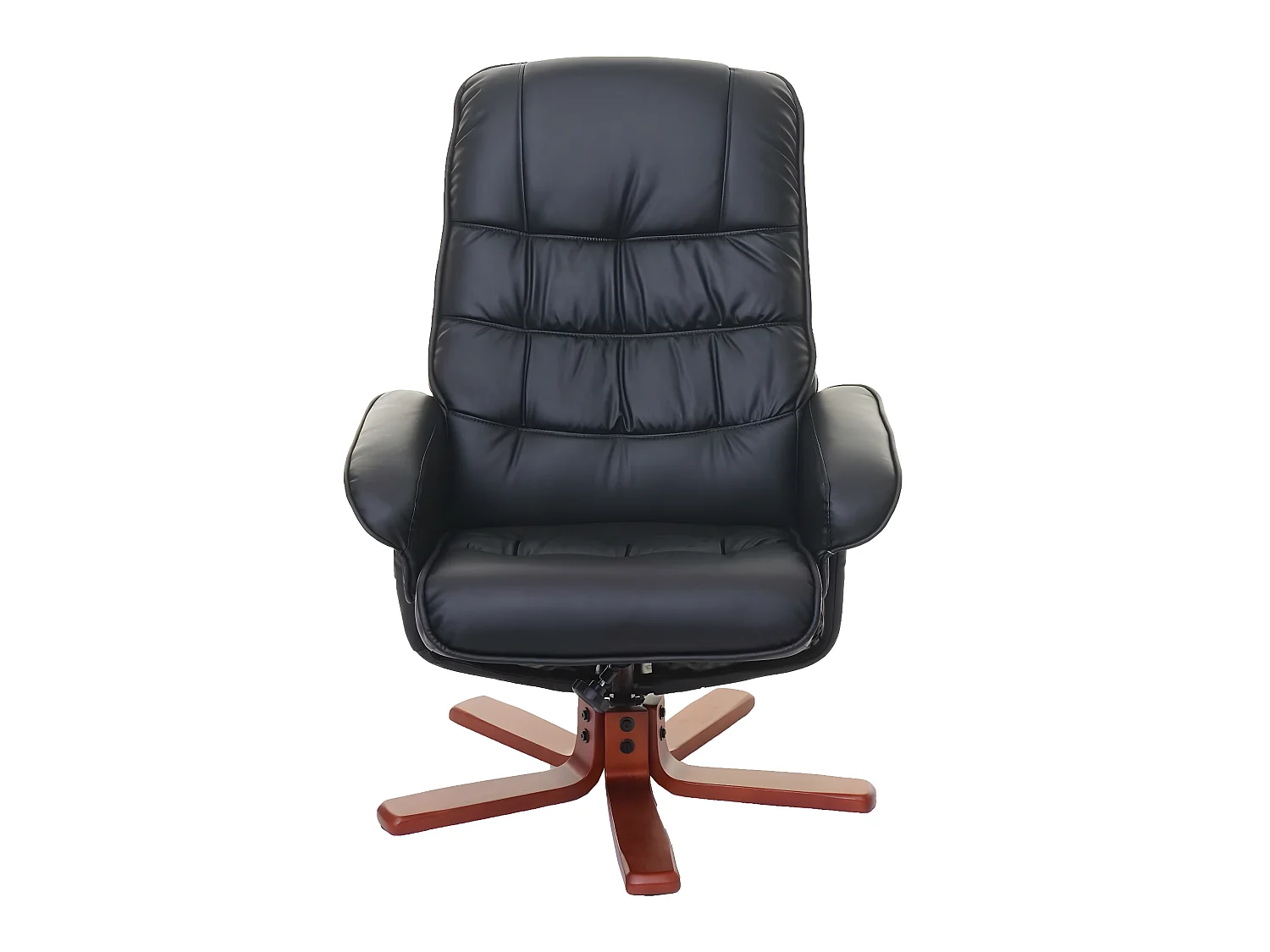 Relaxfauteuil MCW-E30 met voetenbank,  kunstleer zwart