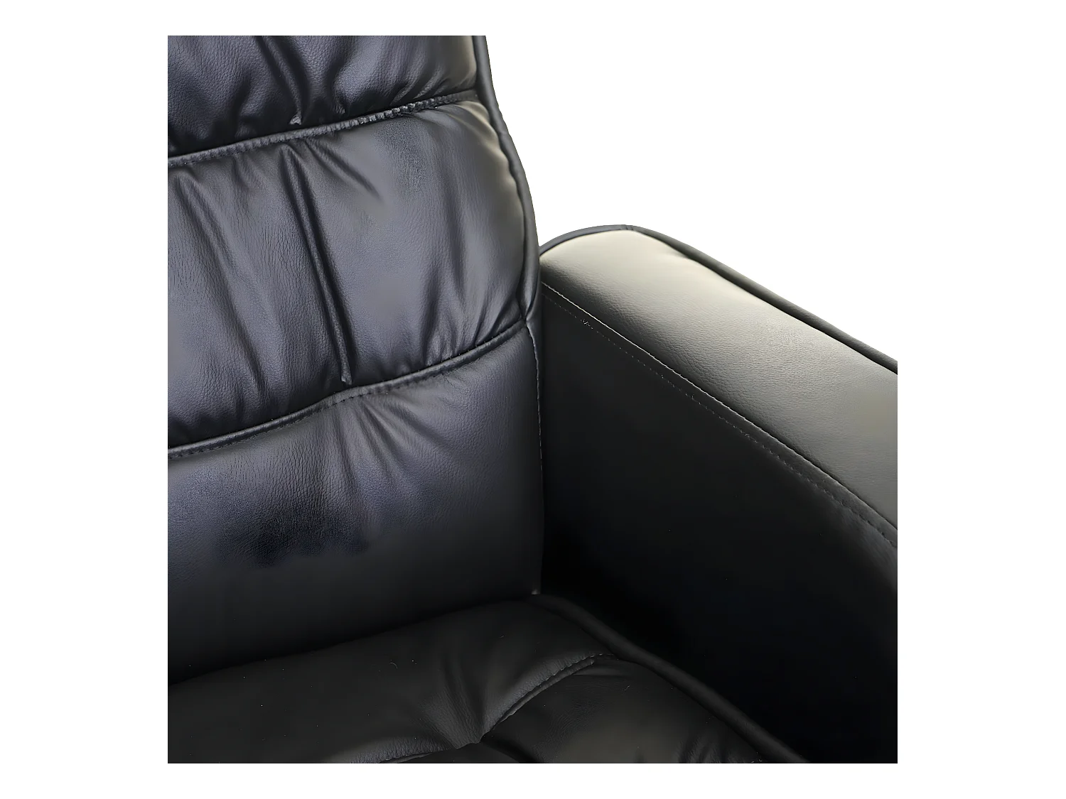 Relaxfauteuil MCW-E30 met voetenbank,  kunstleer zwart