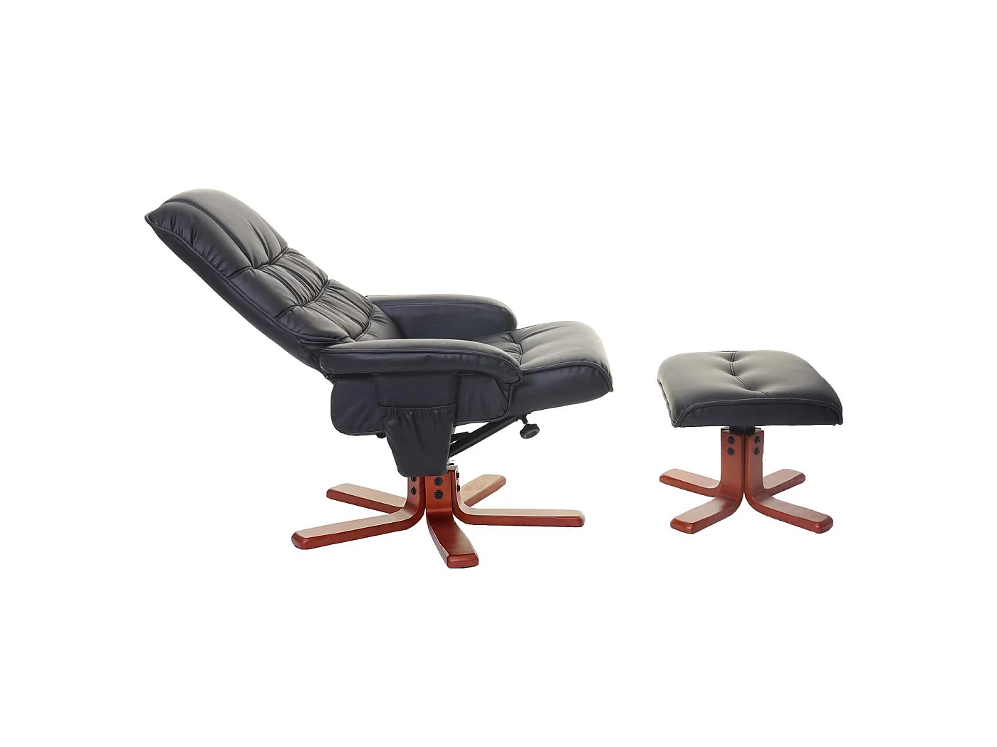 MCW-E30 sillón reclinable con taburete,  piel sintética negra