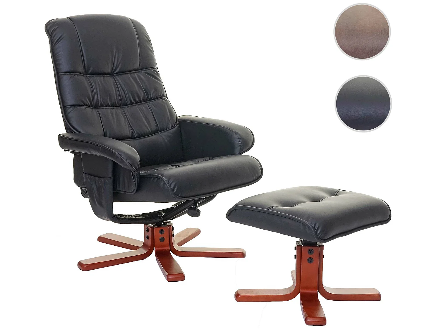 MCW-E30 sillón reclinable con taburete,  piel sintética negra