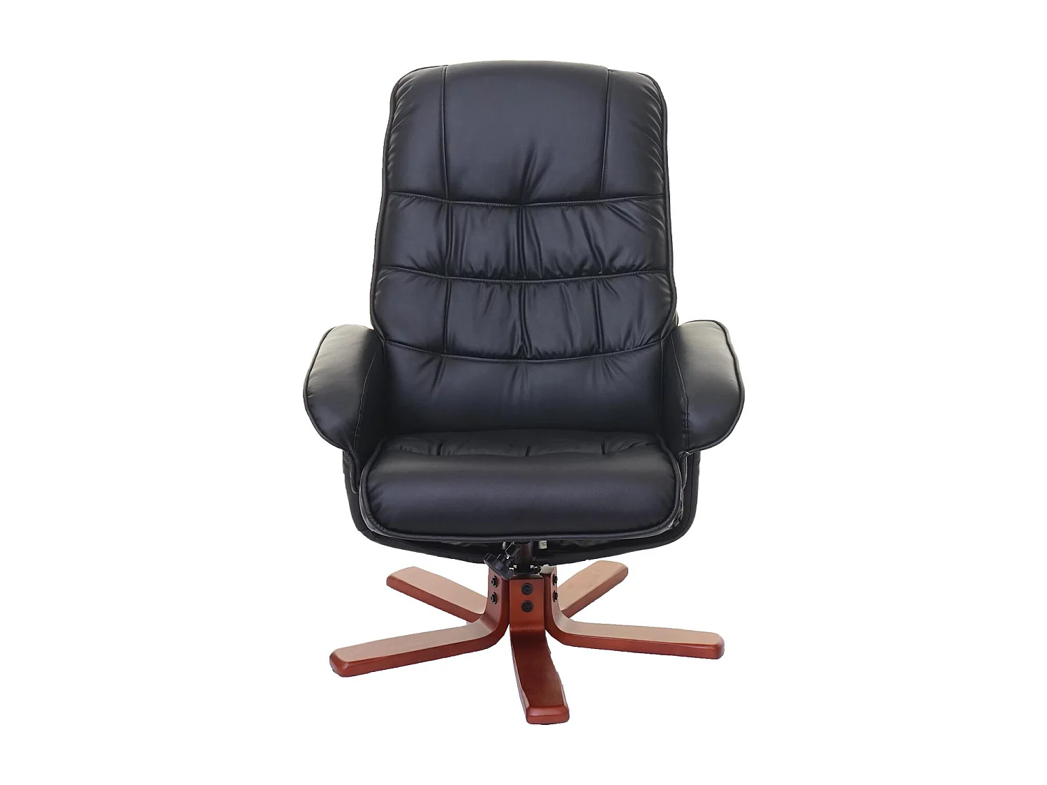Fauteuil de relaxation MCW-E30 avec pouf,  similicuir noir