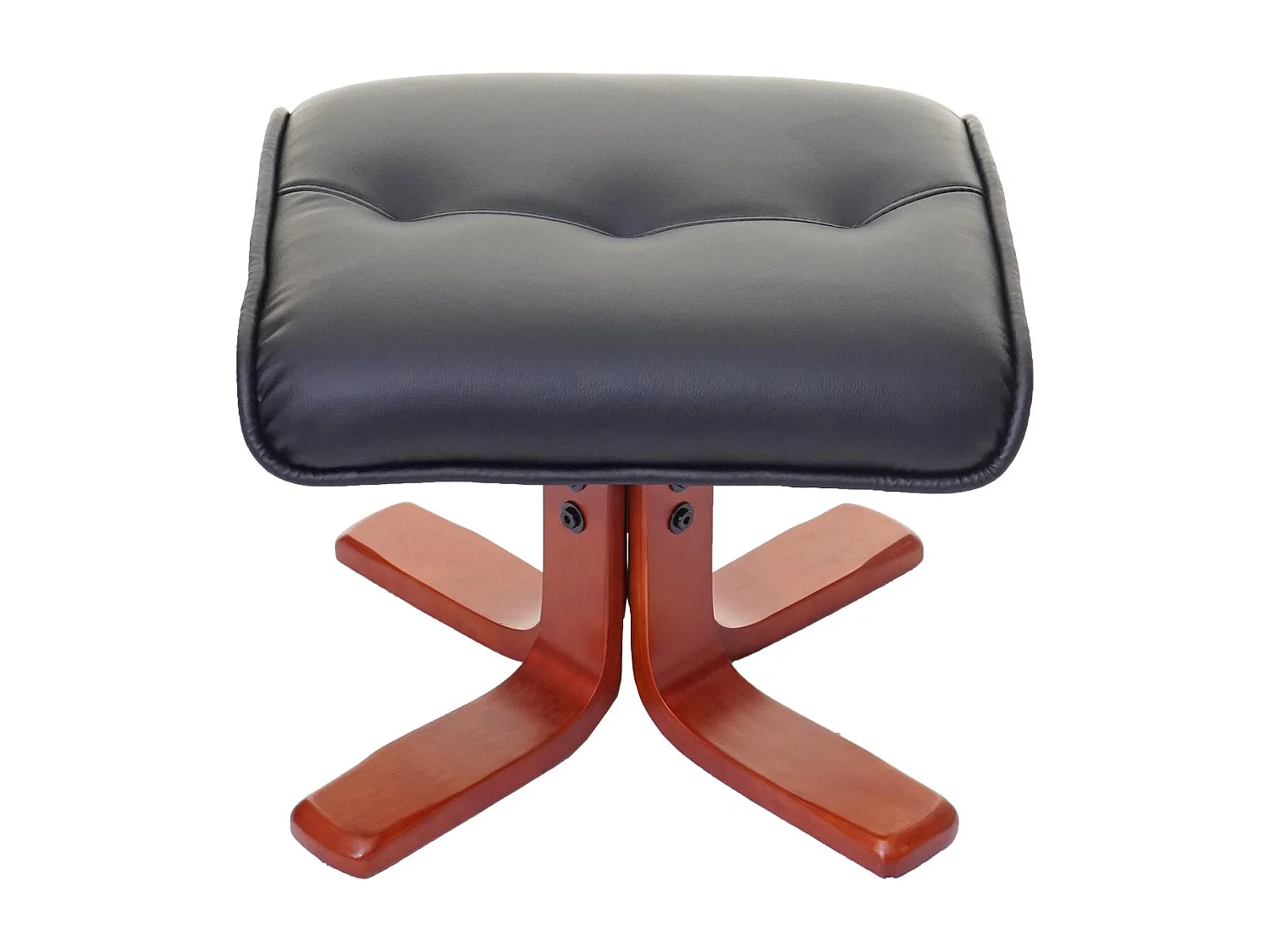 Fauteuil de relaxation MCW-E30 avec pouf,  similicuir noir