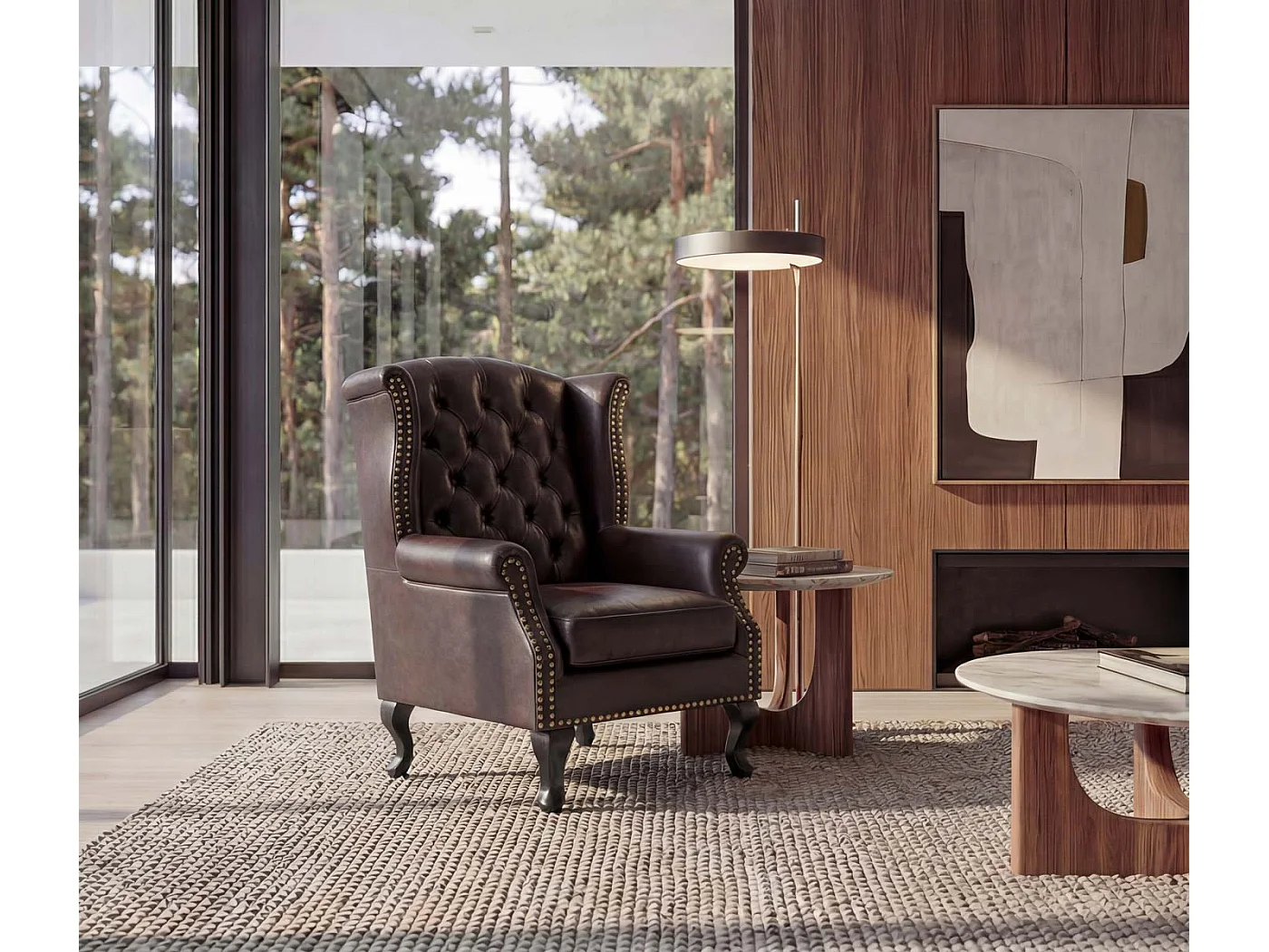 Fauteuil de relaxation Oxford,  brun antique sans pouf