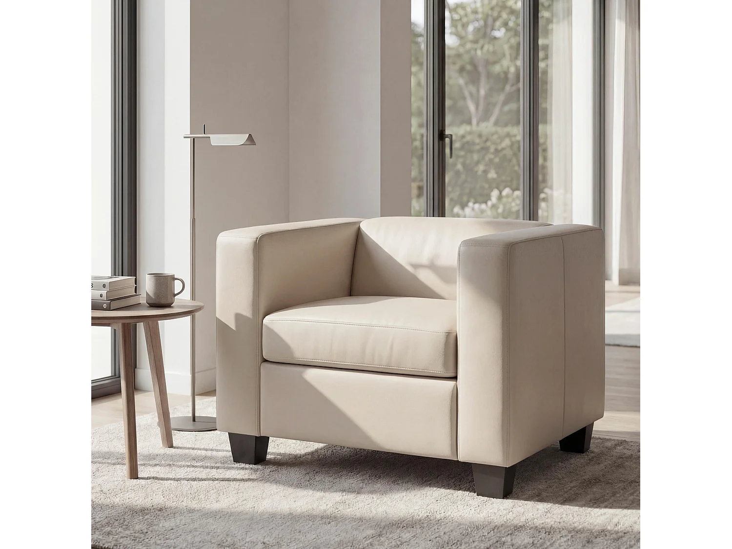Fauteuil lounge Lille,  simili-cuir blanc