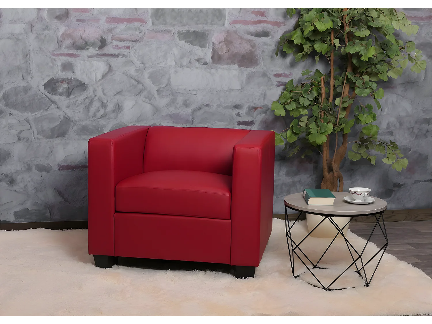 Fauteuil Loungefauteuil Lille,  leer, rood