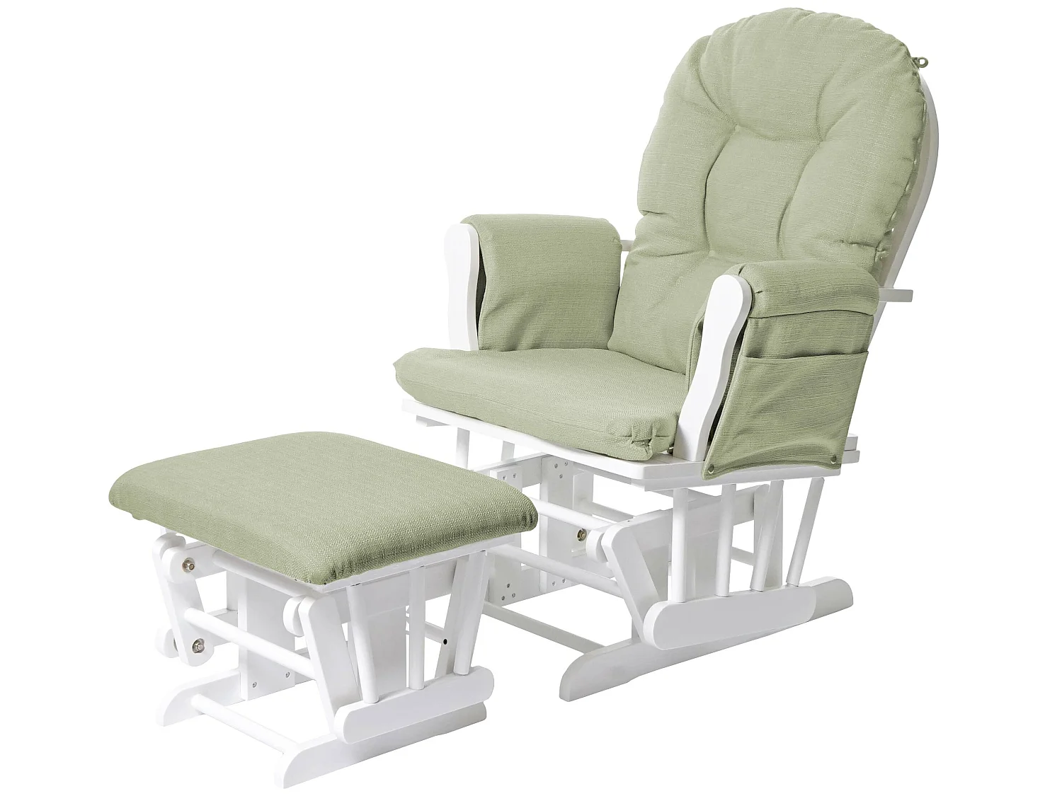 Fauteuil relax MCW-C76 Fauteuil oscillant,  vert clair, monture blanche