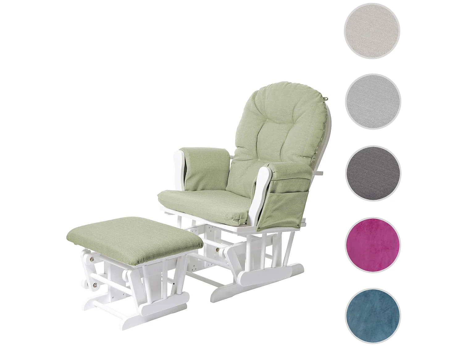 Fauteuil relax MCW-C76 Fauteuil oscillant,  vert clair, monture blanche