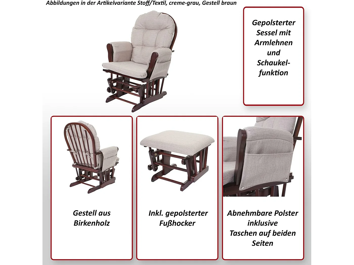 Fauteuil relax MCW-C76 Fauteuil oscillant,  vert clair, monture blanche