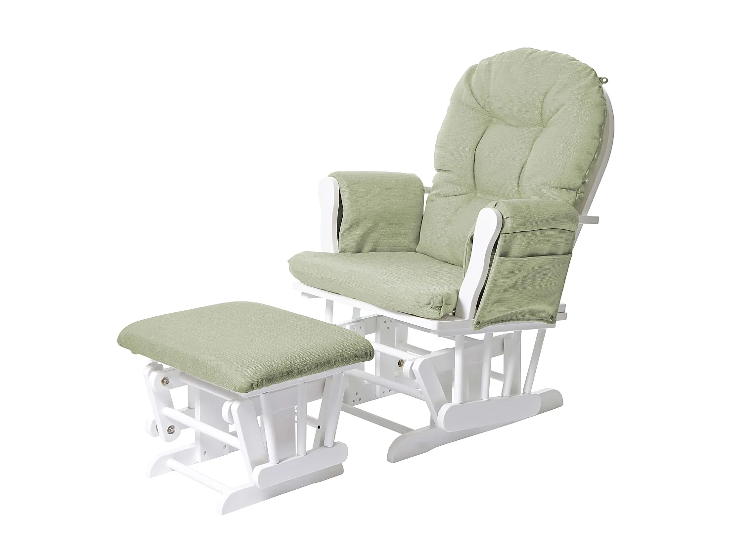 Relaxfauteuil MCW-C76 Schommelstoel,  stof/textiel, lichtgroen, frame wit