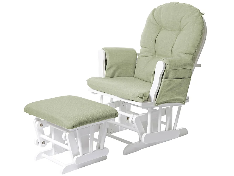 Fauteuil relax MCW-C76 Fauteuil oscillant,  vert clair, monture blanche