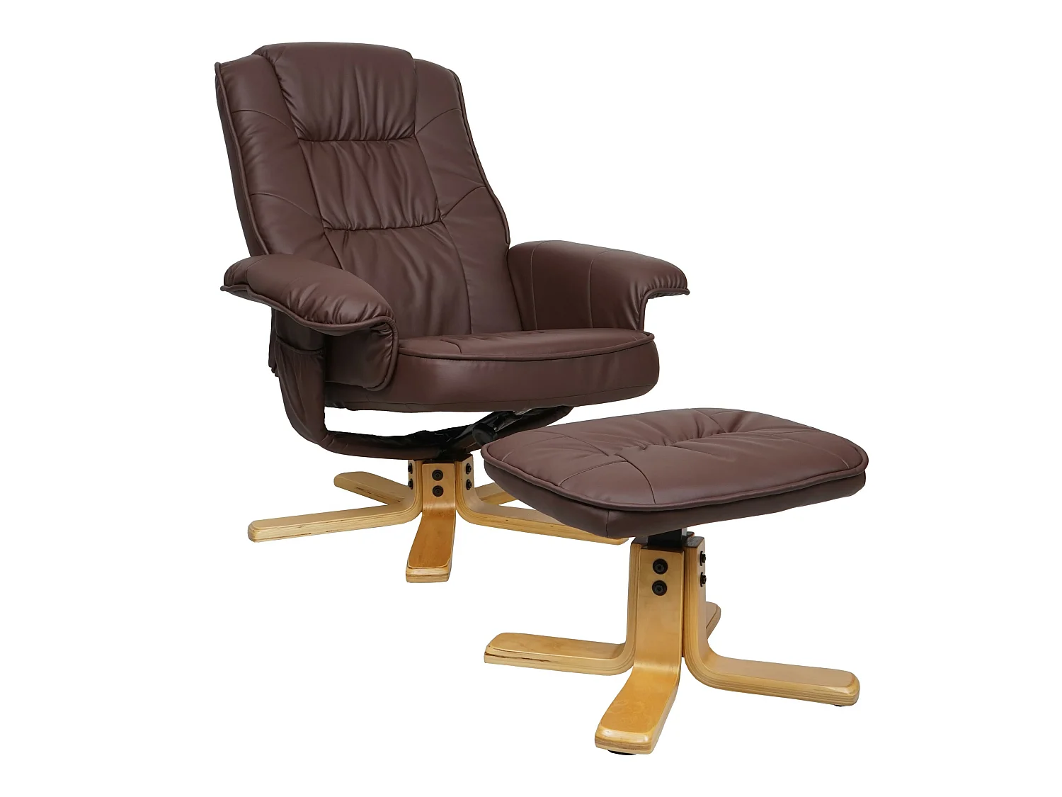 Fauteuil relax H56 avec pouf,  rouge-brun