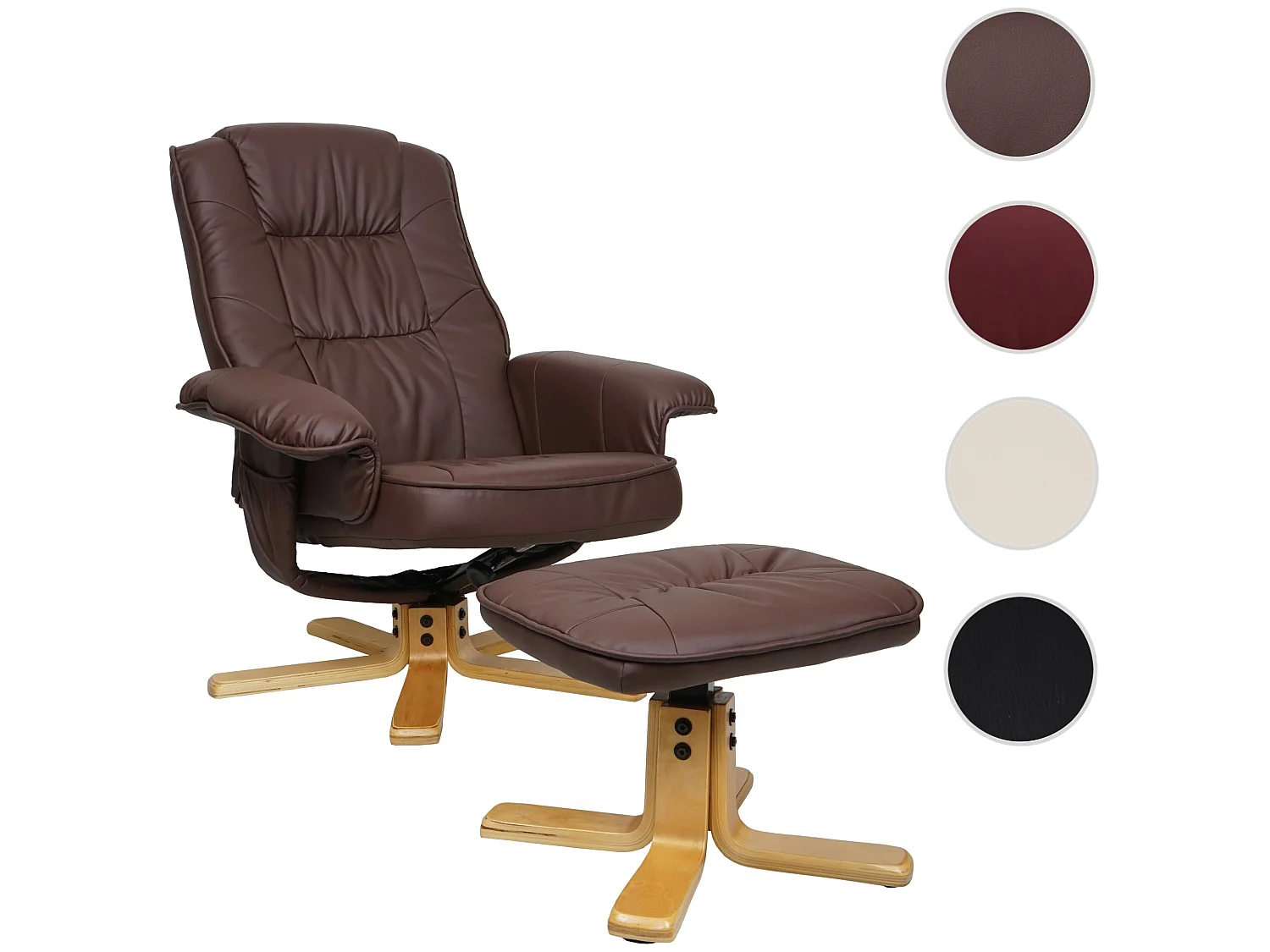 Relaxfauteuil H56 met voetenbank,  roodbruin