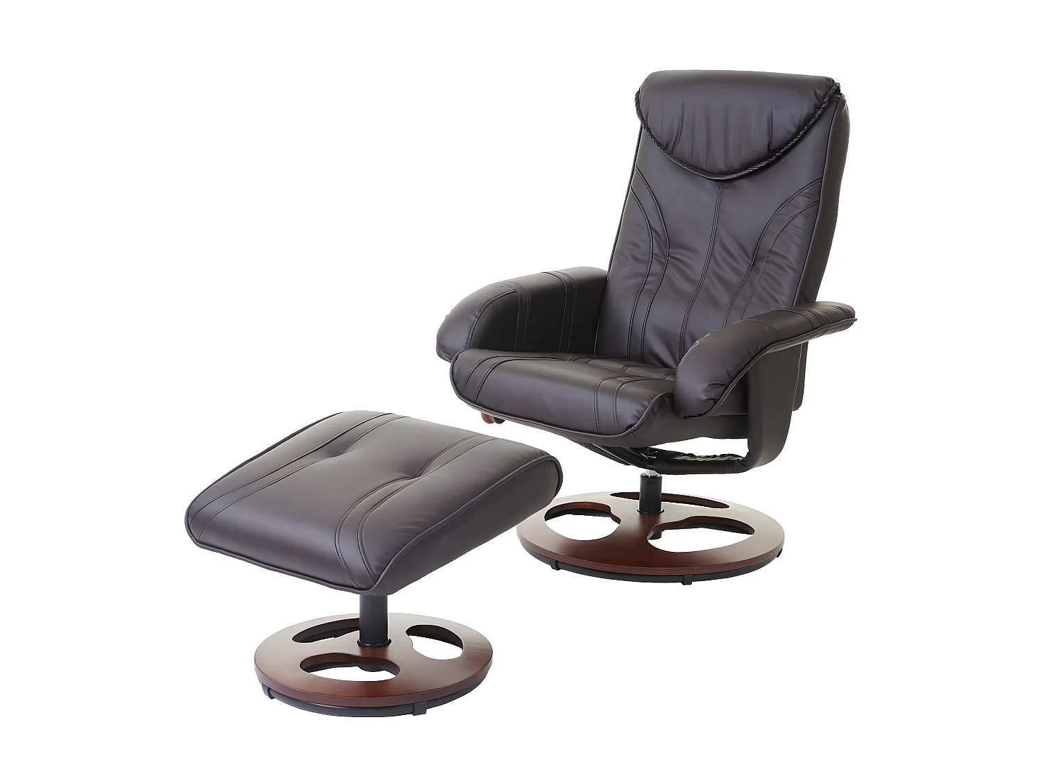 Fauteuil de relaxation MCW-C46 avec pouf,  marron
