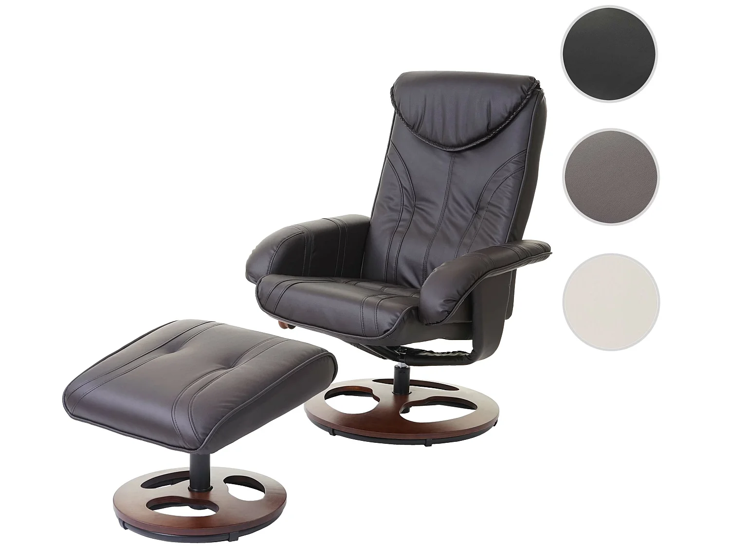 Relaxfauteuil MCW-C46 met voetenbank,  bruin