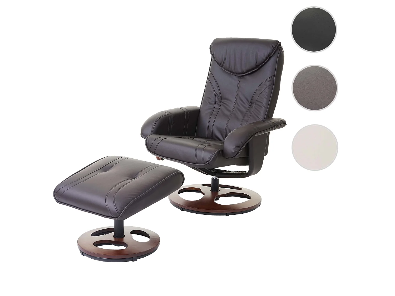 Relaxfauteuil MCW-C46 met voetenbank,  bruin