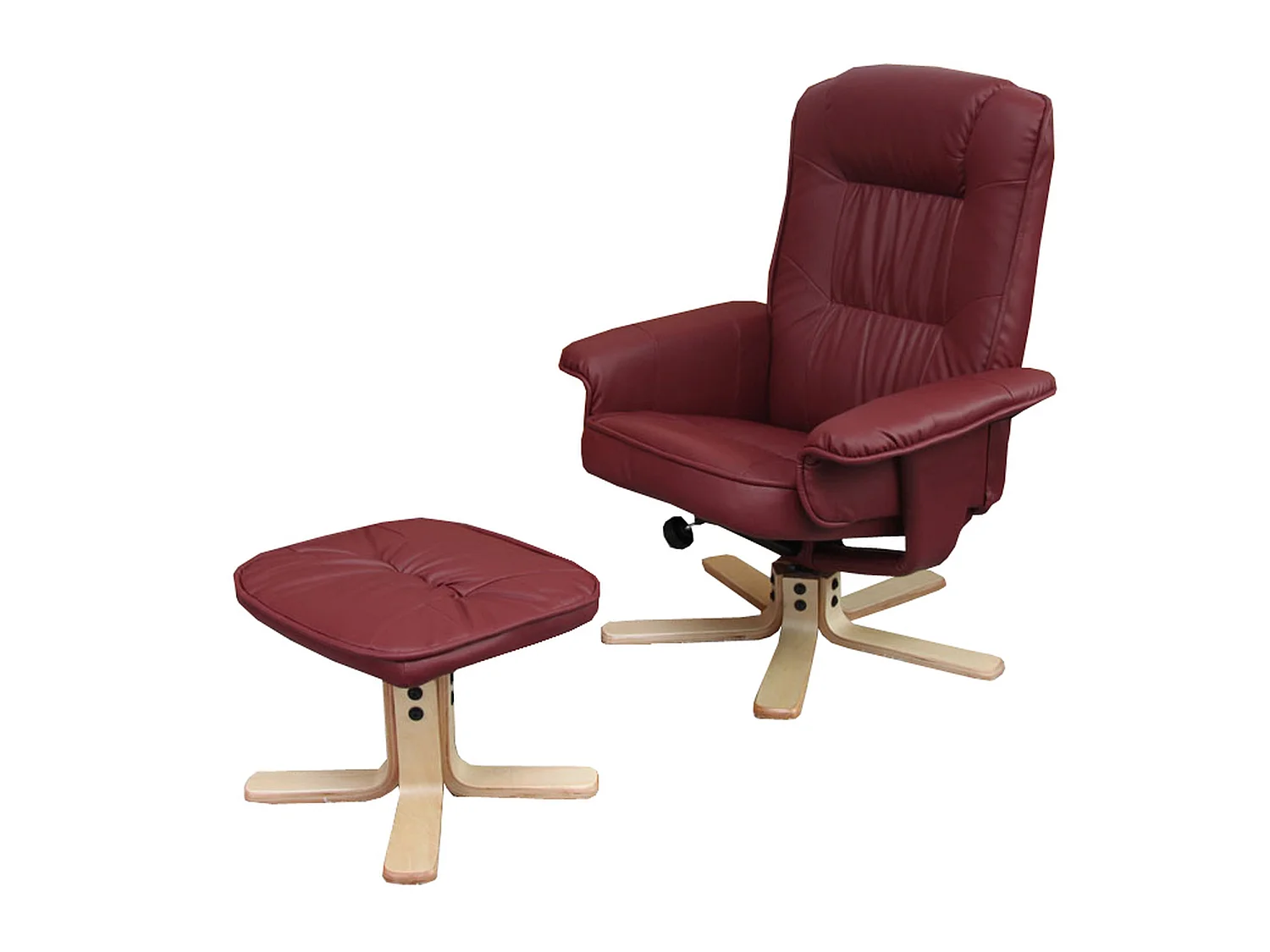 Fauteuil relax H56 avec pouf, Fauteuil relax /de relaxation M56 avec pouf, simili-cuir, bordeaux
