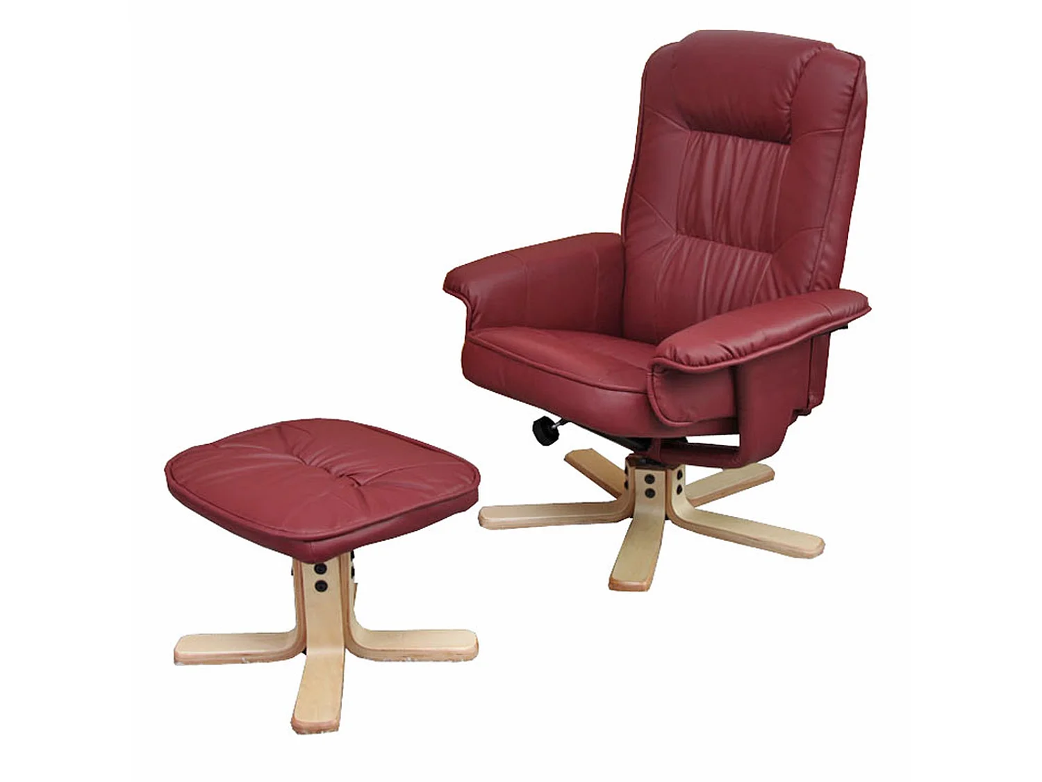 Fauteuil relax H56 avec pouf, Fauteuil relax /de relaxation M56 avec pouf, simili-cuir, bordeaux
