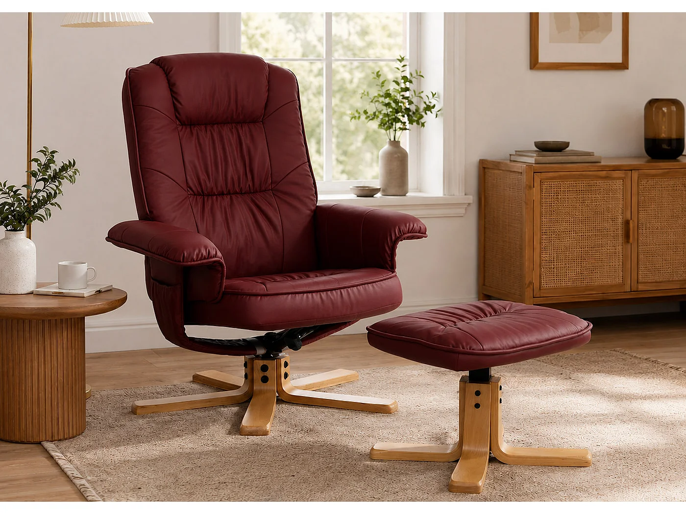 Relaxsessel H56 mit Hocker, Bordeaux