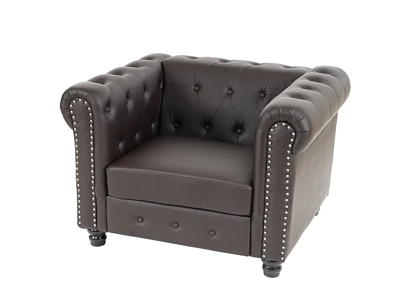 Fauteuil relax Edinburgh Pieds ronds,  pieds ronds, brun antique
