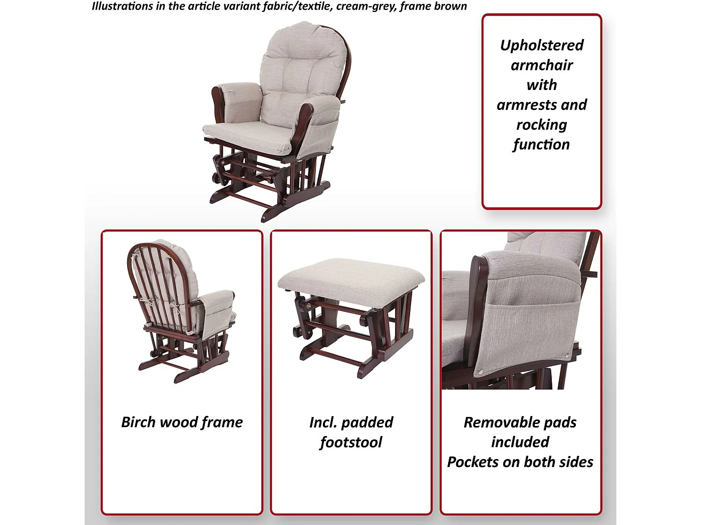 Fauteuil relax MCW-C76 Fauteuil oscillant,  mahagony