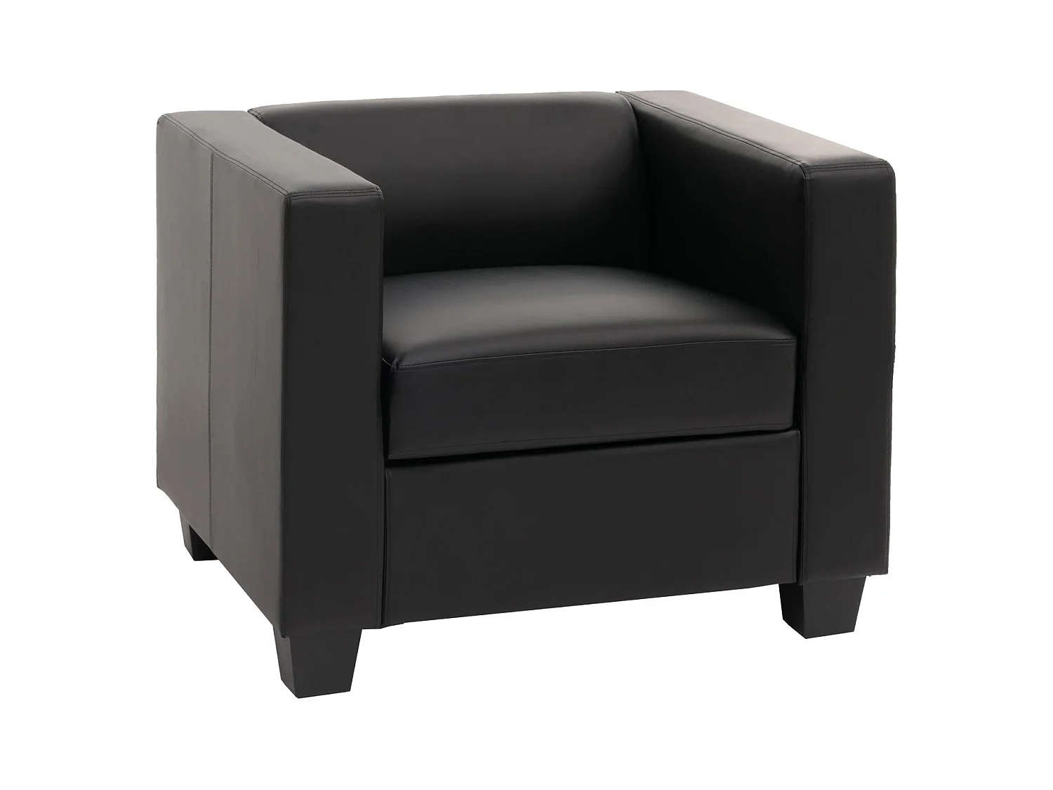 Fauteuil Loungefauteuil Lille,  leder, zwart