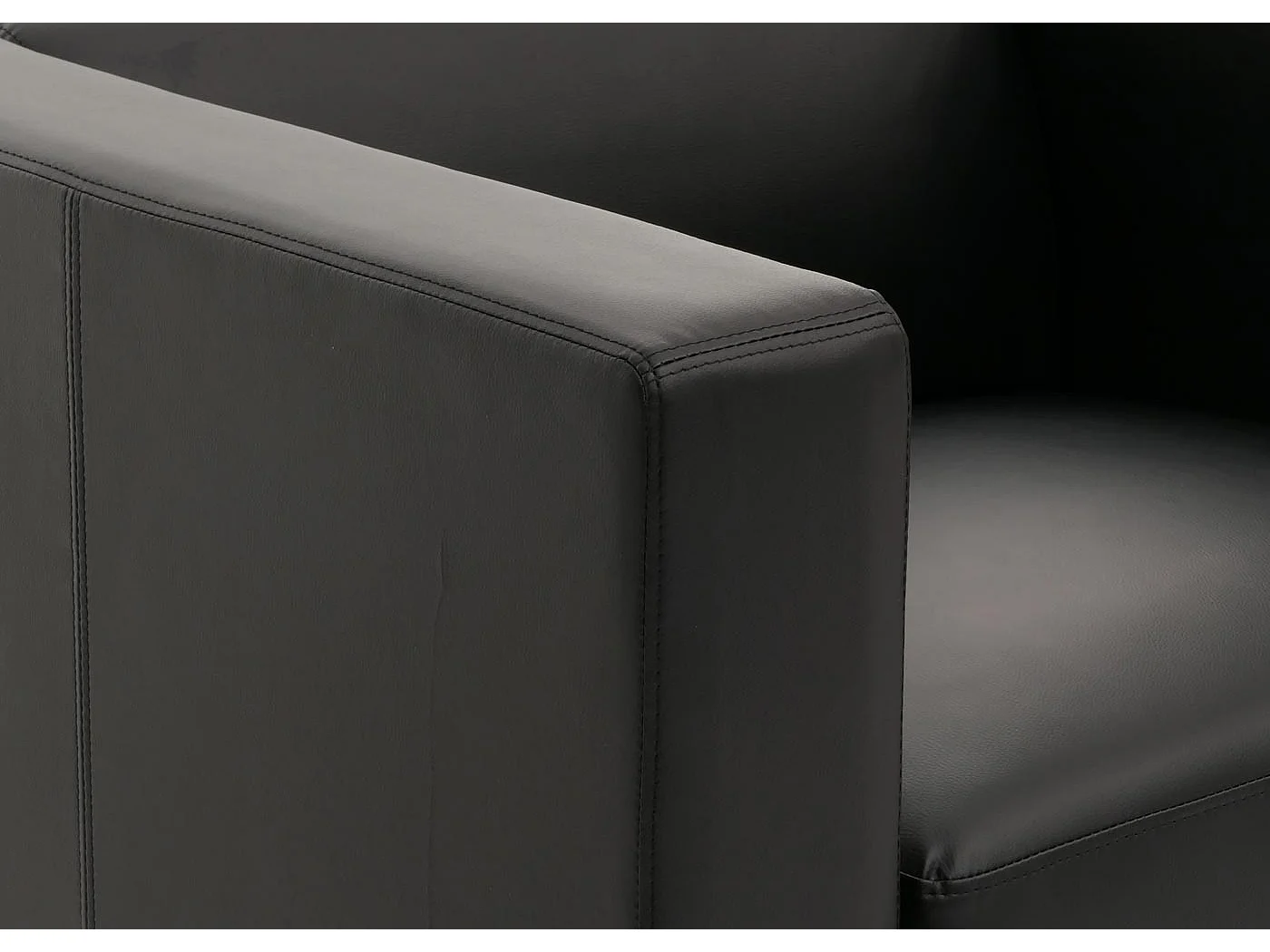 Fauteuil lounge Lille,  cuir reconstitué, noir