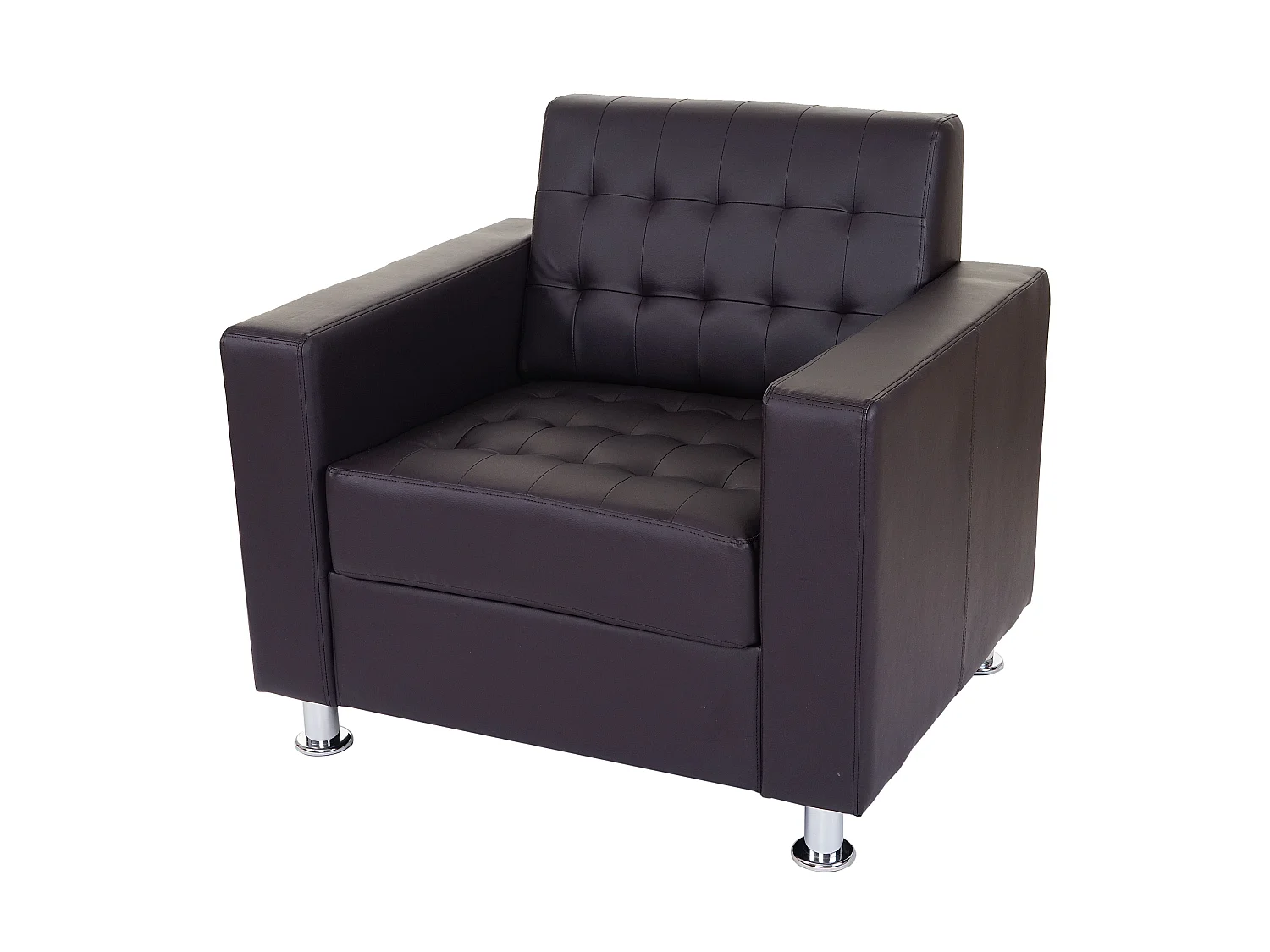 Fauteuil Pori,  similicuir, café