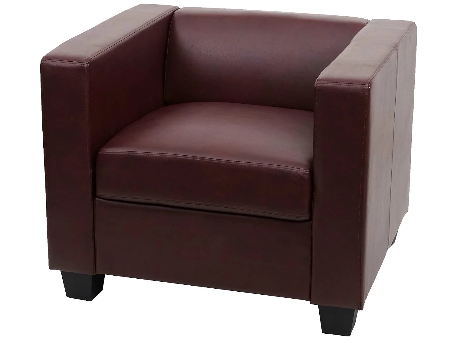 Fauteuil lounge Lille,  similicuir, rouge-brun