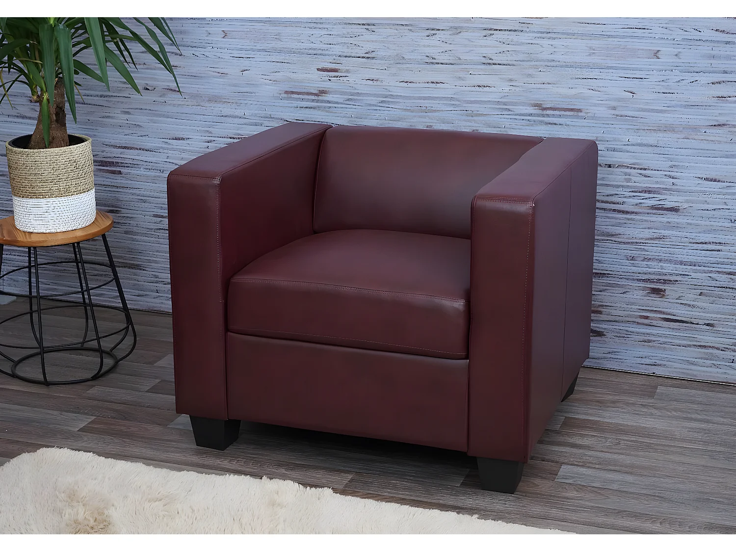 Fauteuil lounge Lille,  similicuir, rouge-brun