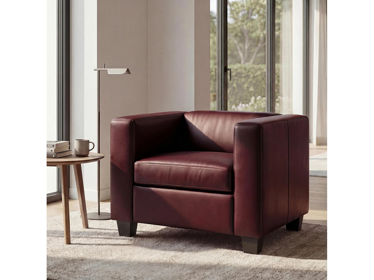 Fauteuil lounge Lille,  similicuir, rouge-brun