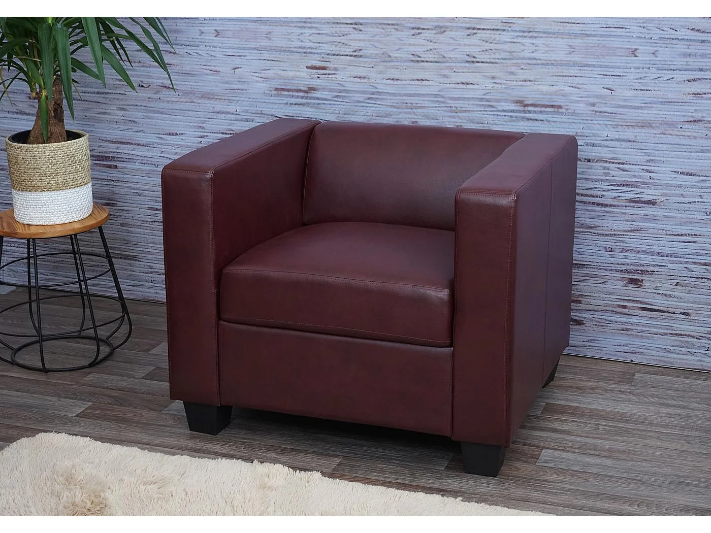 Fauteuil lounge Lille,  similicuir, rouge-brun