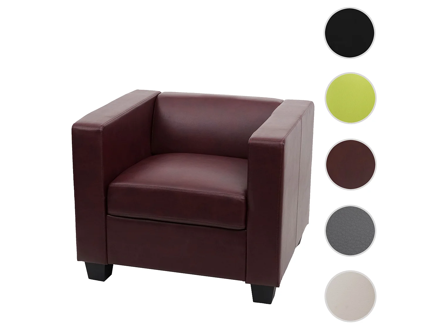 Fauteuil lounge Lille,  similicuir, rouge-brun