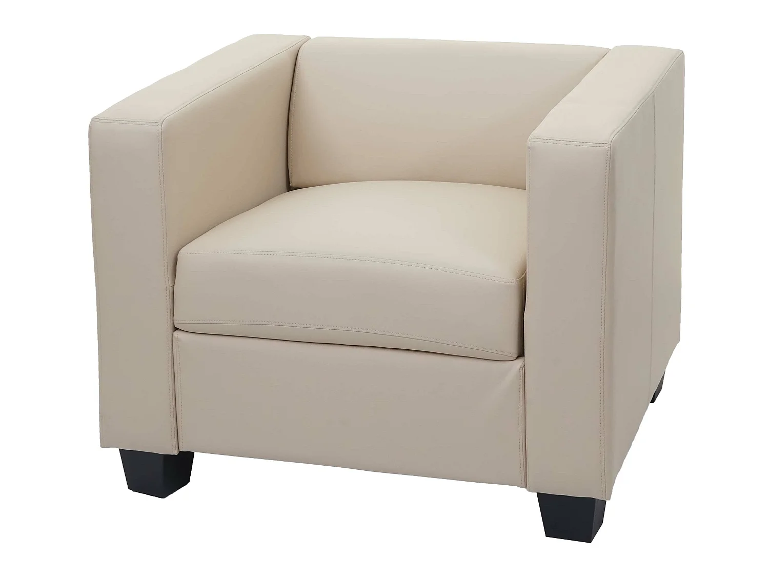 Poltrona sofa lounge moderno elegante serie Lille M65 75x86x70cm ecopelle avorio