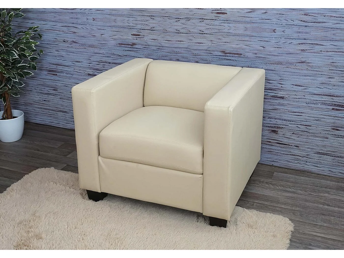 Fauteuil Loungefauteuil Lille,  kunstleer, crème