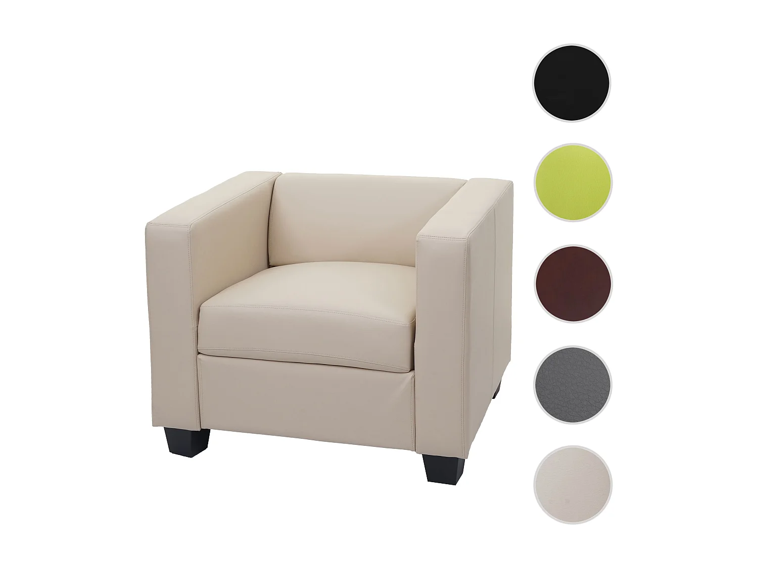 Fauteuil Loungefauteuil Lille,  kunstleer, crème