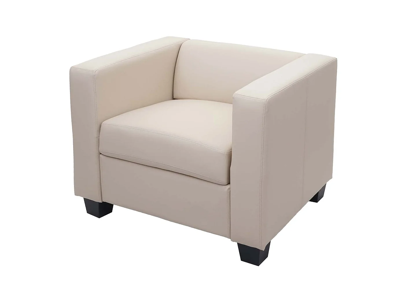 Fauteuil lounge Lille,  simili-cuir, crème
