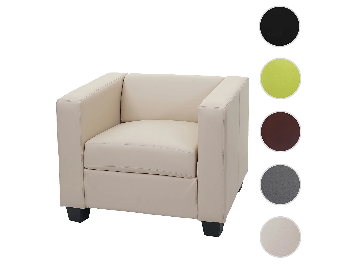 Fauteuil lounge Lille,  simili-cuir, crème