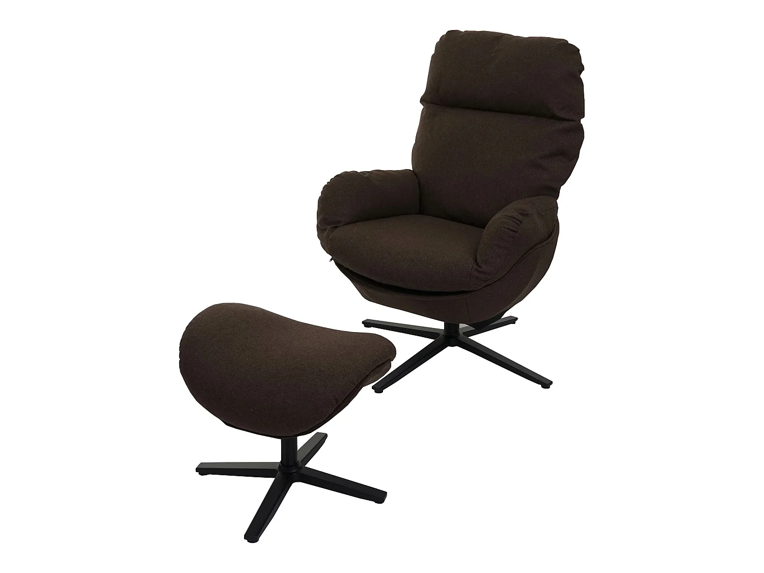 Fauteuil relax + pouf MCW-L12 pivotant,  marron