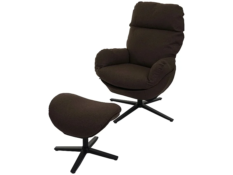 Relaxsessel + Hocker MCW-L12 drehbar, Braun