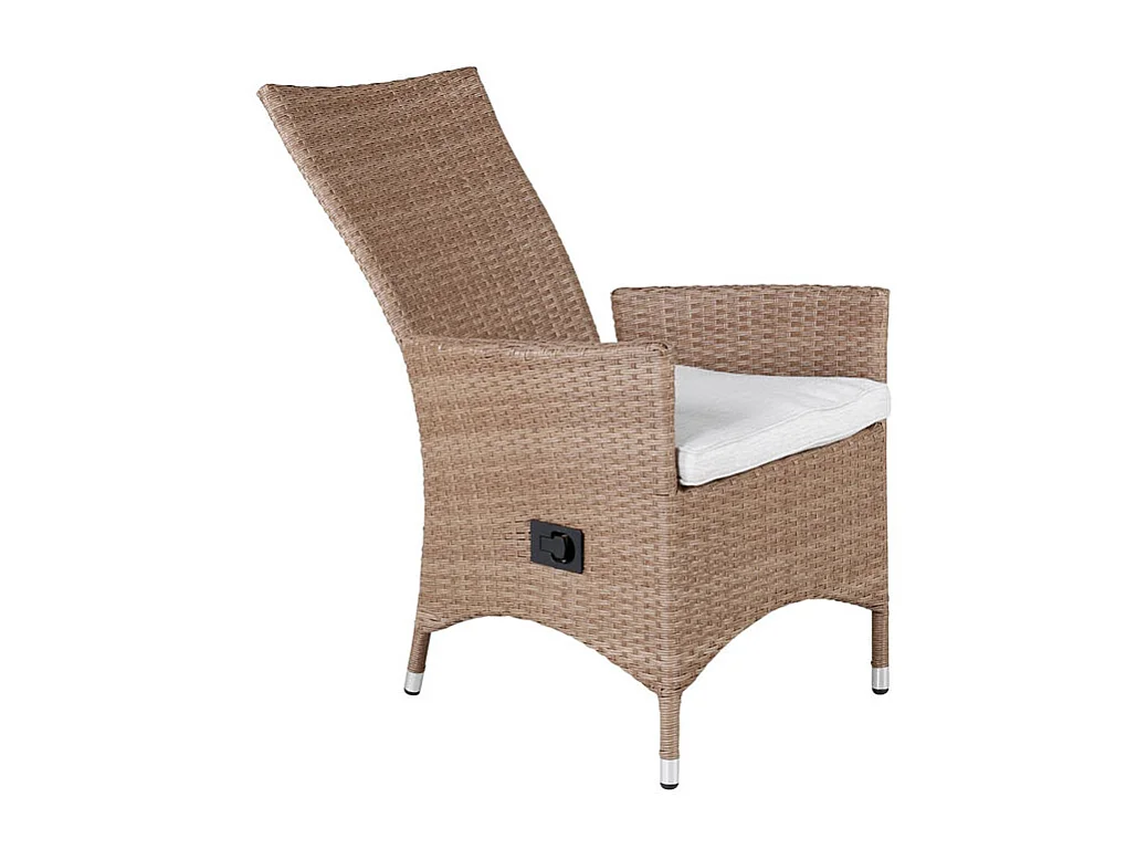 Padova Chaise de jardin avec accoudoirs, coussins inclus, réglable, naturel.