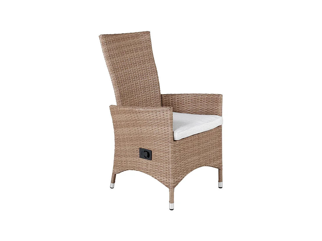 Padova Chaise de jardin avec accoudoirs, coussins inclus, réglable, naturel.