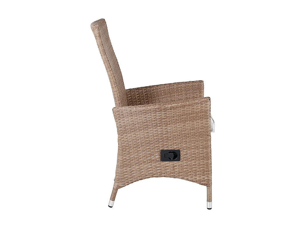 Padova Chaise de jardin avec accoudoirs, coussins inclus, réglable, naturel.